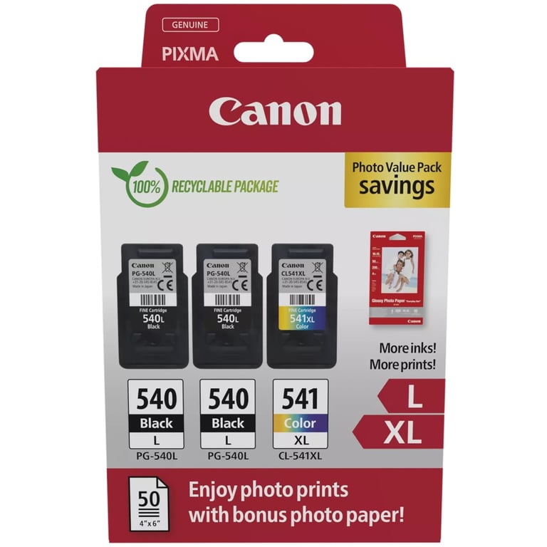 Картридж Canon PG-540 Multipack PG-540L*2/CL-541XL 2xBK, Color + GP-501 Glossy Paper (5224B015) - фото 1