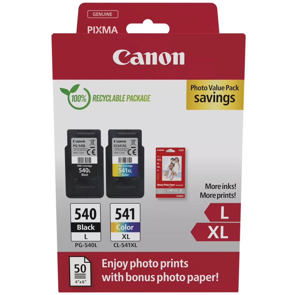 Картридж Canon PG-540 Multipack PG-540L/CL541XL BK, Color +Glossy Photo Paper (5224B012) - фото 1 Картридж Canon PG-540 Multipack PG-540L/CL541XL BK, Color +Glossy Photo Paper (5224B012) - фото 1