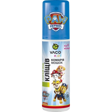 Спрей від комах Vaco Paw Patrol Sensitive Від комарів, кліщів і мошок з Icaridin 10% Для дітей від 6 місяців 80 мл (5901821953641) - фото 1