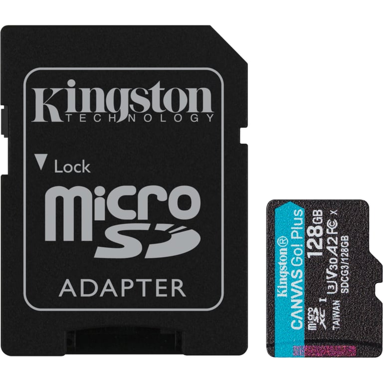 Карта пам'яті Kingston 128GB microSDXC сlass 10 UHS-I U3 V30 A2 Canvas Go Plus G4 (SDCG4/128GB) - фото 1