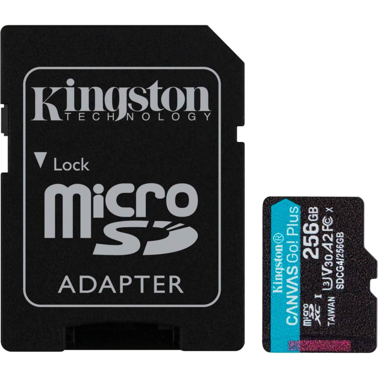 Карта пам'яті Kingston 256GB microSDXC сlass 10 UHS-I U3 V30 A2 Canvas Go Plus G4 (SDCG4/256GB) - фото 1