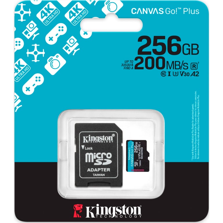 Карта пам'яті Kingston 256GB microSDXC сlass 10 UHS-I U3 V30 A2 Canvas Go Plus G4 (SDCG4/256GB) - фото 3