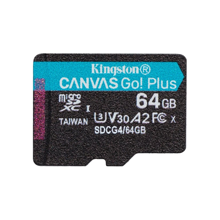 Карта пам'яті Kingston 64GB microSDXC сlass 10 UHS-I U3 V30 A2 Canvas Go Plus G4 (SDCG4/64GBSP) - фото 1
