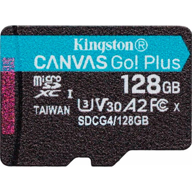 Карта пам'яті Kingston 128GB microSDXC сlass 10 UHS-I U3 V30 A2 Canvas Go Plus G4 (SDCG4/128GBSP) - фото 1