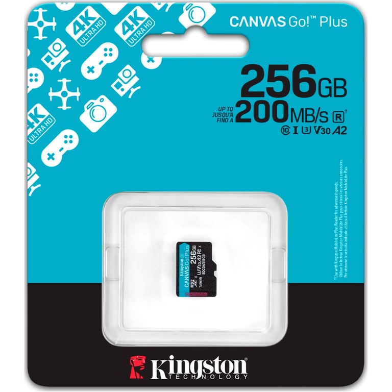 Карта пам'яті Kingston 256GB microSDXC сlass 10 UHS-I U3 V30 A2 Canvas Go Plus G4 (SDCG4/256GBSP) - фото 3