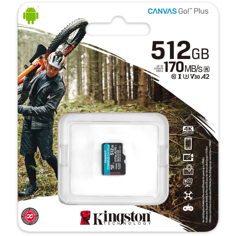 Карта пам'яті Kingston 512GB microSDXC сlass 10 UHS-I U3 V30 A2 Canvas Go Plus G4 (SDCG4/512GBSP) - фото 3