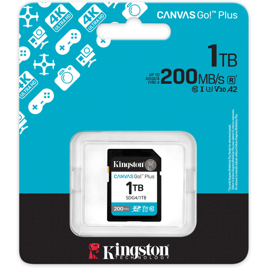 Карта пам'яті Kingston 1TB SDXC сlass 10 UHS-I U3 V30 Canvas Go Plus G4 (SDG4/1TB) - фото 3 Карта пам'яті Kingston 1TB SDXC сlass 10 UHS-I U3 V30 Canvas Go Plus G4 (SDG4/1TB) - фото 3