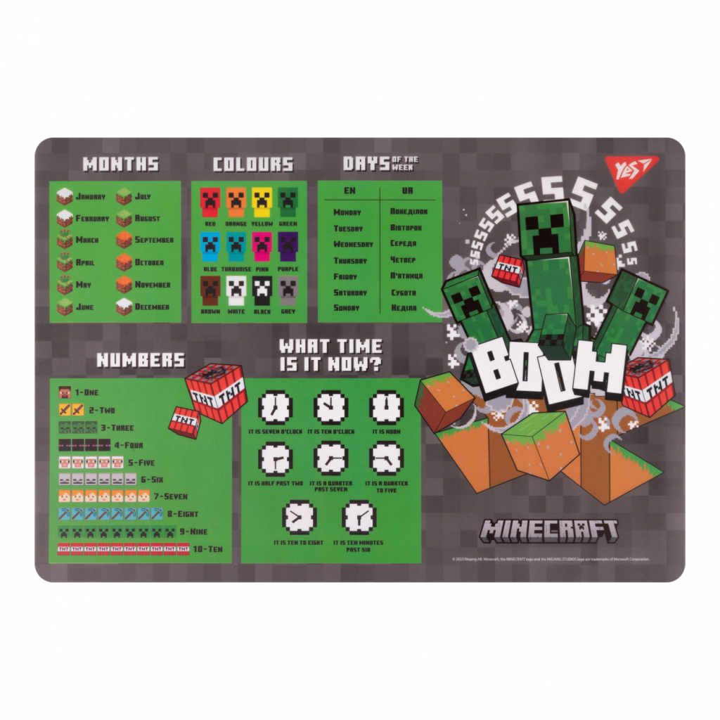 Підкладка настільна Yes А3 Minecraft Creepers з підказками англ (492248) Підкладка настільна Yes А3 Minecraft Creepers з підказками англ (492248)