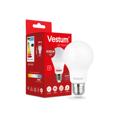 Лампочка Vestum LED A60 10W 6500K 220V E27 (1-VS-1114) - фото 1