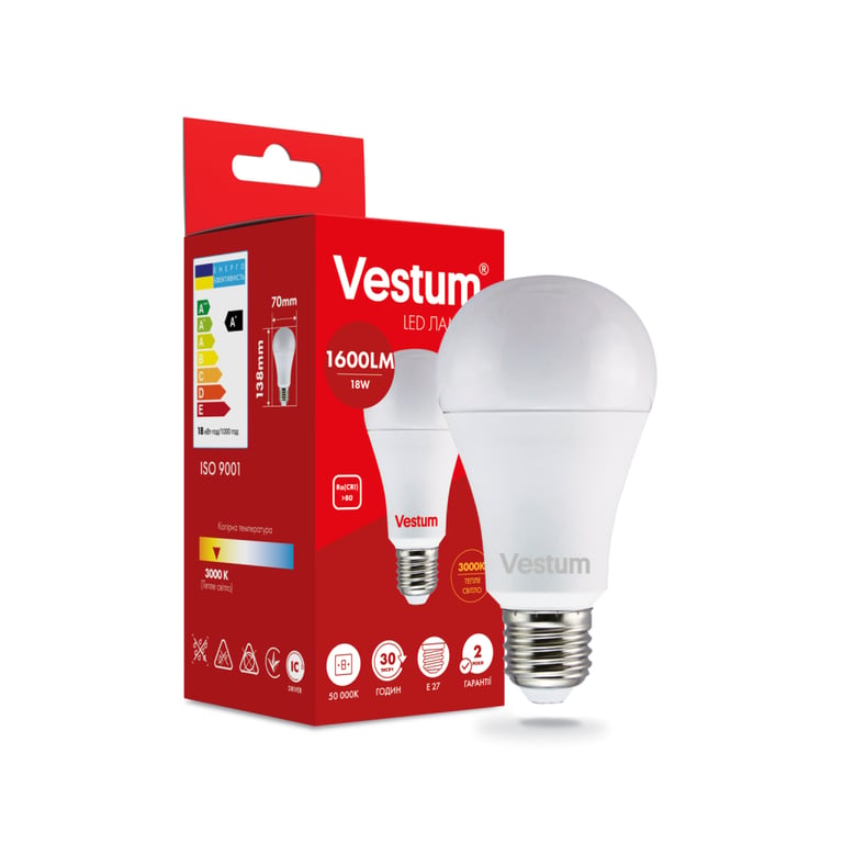Лампочка Vestum LED A70 18W 3000K 220V E27 (1-VS-1112) - фото 2