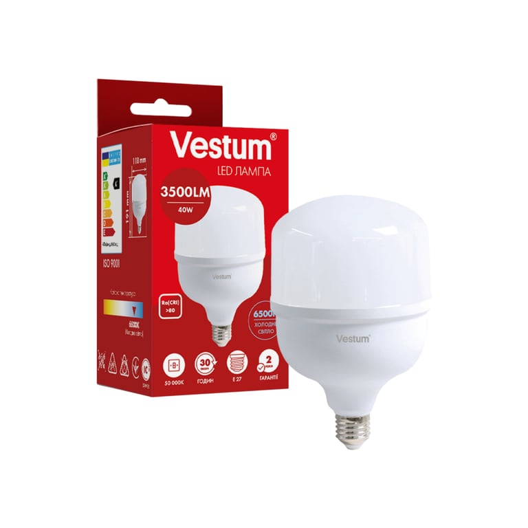 Лампочка Vestum LED T120 40W 6500K 220V E27 (1-VS-1609) - фото 2