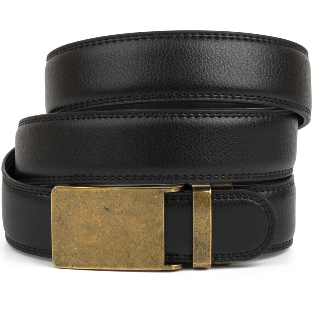 Ремінь Vintage Чоловічий з латунною прямокутною пряжкою Чорний (20332) Ремінь Vintage Чоловічий з латунною прямокутною пряжкою Чорний (20332)