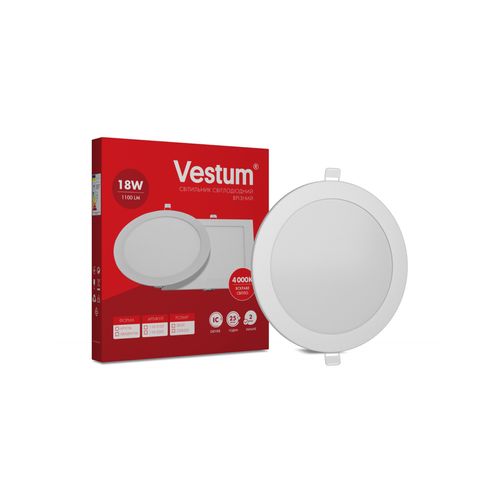 Світильник Vestum LED круглый 18W 4000K 220V (1-VS-5105)