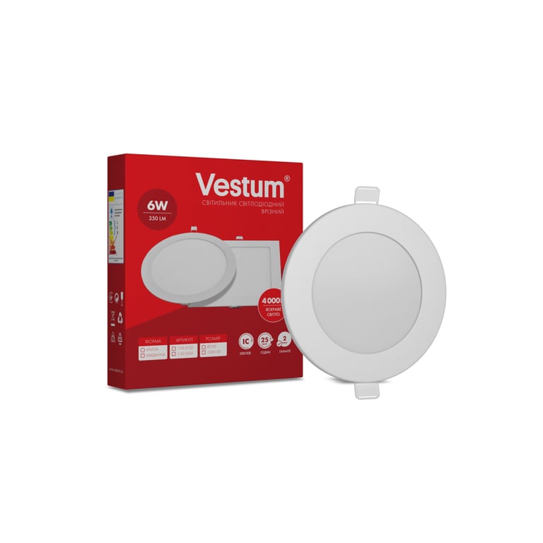 Світильник Vestum LED круглый 6W 4000K 220V (1-VS-5102) - фото 1