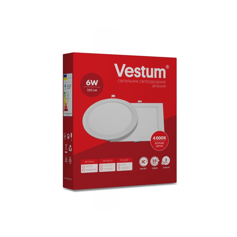 Світильник Vestum LED круглый 6W 4000K 220V (1-VS-5102) - фото 3