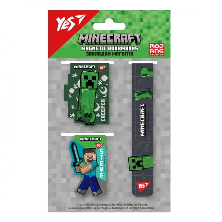 Закладки для книг Yes магнітні Minecraft Boom 3 шт (708345) - фото 1