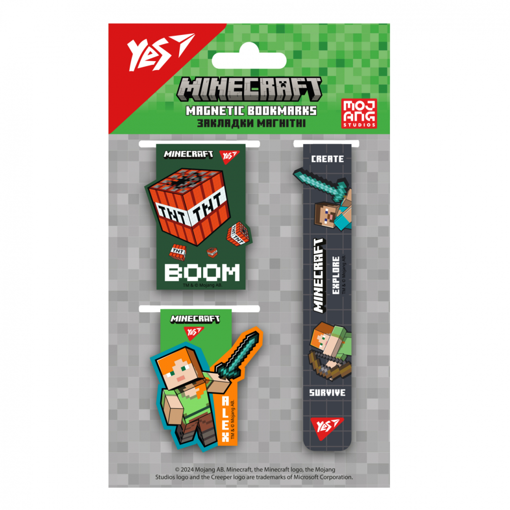 Закладки для книг Yes магнітні Minecraft Boom 3 шт (708345) - фото 2 Закладки для книг Yes магнітні Minecraft Boom 3 шт (708345) - фото 2