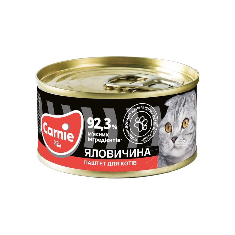 Паштет для котів Carnie м’ясний з яловичиною 100 г (4820255190365)