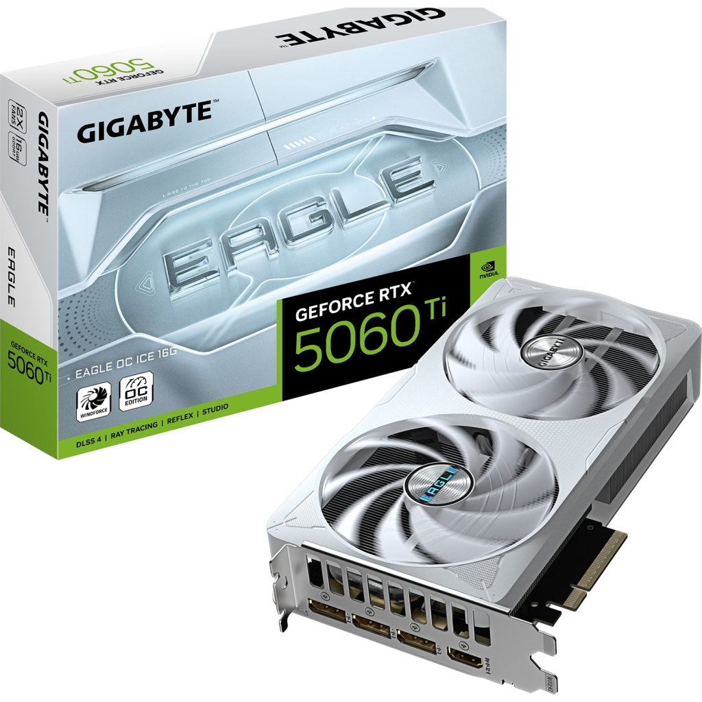 Відеокарта GIGABYTE GeForce RTX5060Ti 16Gb EAGLE OC ICE (GV-N506TEAGLEOC ICE-16GD) - фото 10 Відеокарта GIGABYTE GeForce RTX5060Ti 16Gb EAGLE OC ICE (GV-N506TEAGLEOC ICE-16GD) - фото 10