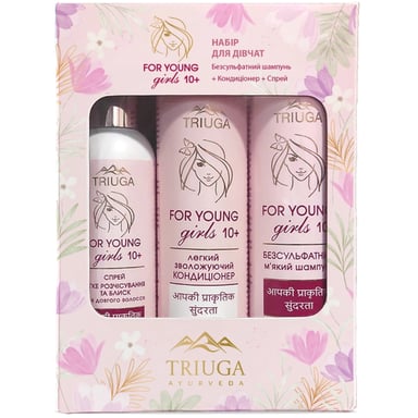 Набір косметики Triuga Ayurveda For Young Girls Шампунь 250 мл + Бальзам 250 мл + Спрей 200 мл (4820164642061) - фото 1