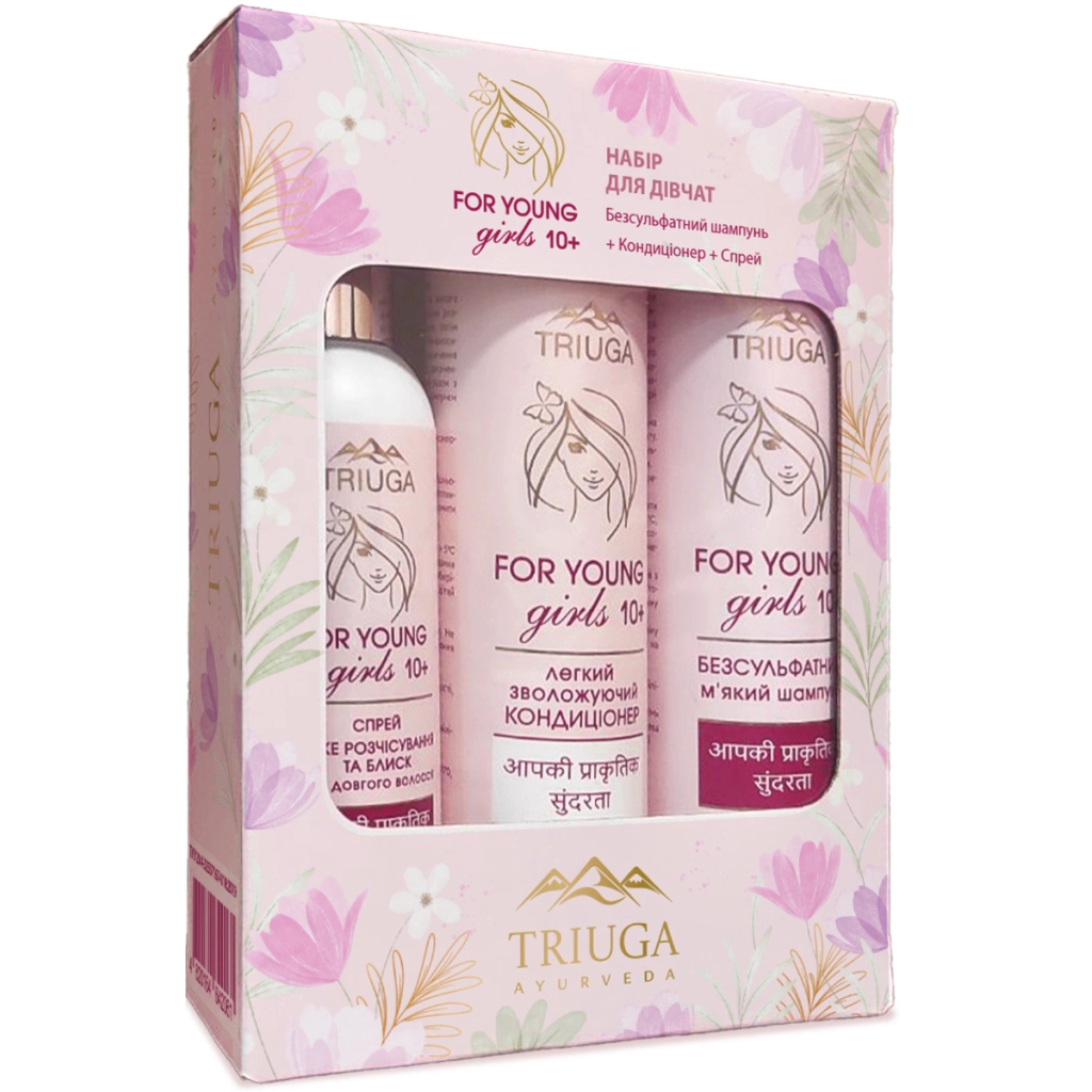 Набір косметики Triuga Ayurveda For Young Girls Шампунь 250 мл + Бальзам 250 мл + Спрей 200 мл (4820164642061) - фото 2 Набір косметики Triuga Ayurveda For Young Girls Шампунь 250 мл + Бальзам 250 мл + Спрей 200 мл (4820164642061) - фото 2