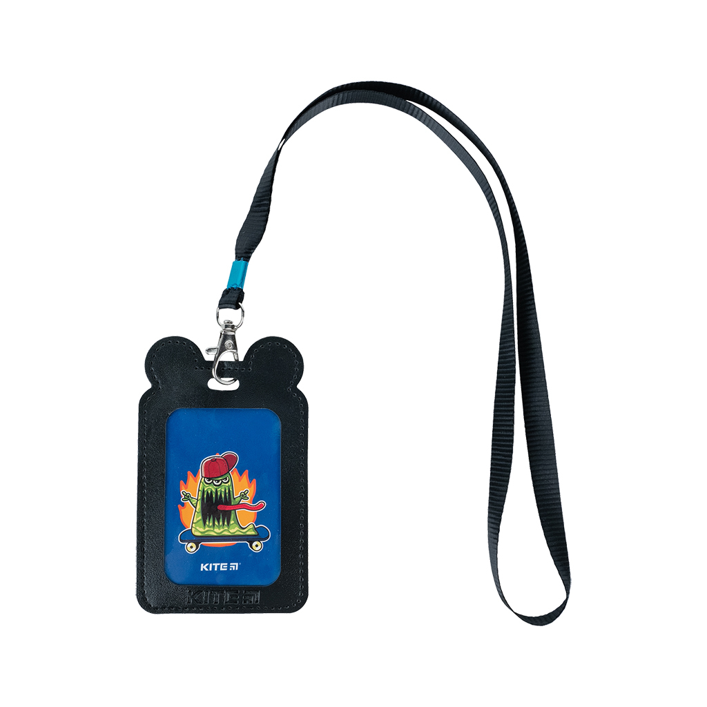 Бейдж Kite вертикальний на шнурку, чорний (K24-296-3) - фото 1 Бейдж Kite вертикальний на шнурку, чорний (K24-296-3) - фото 1