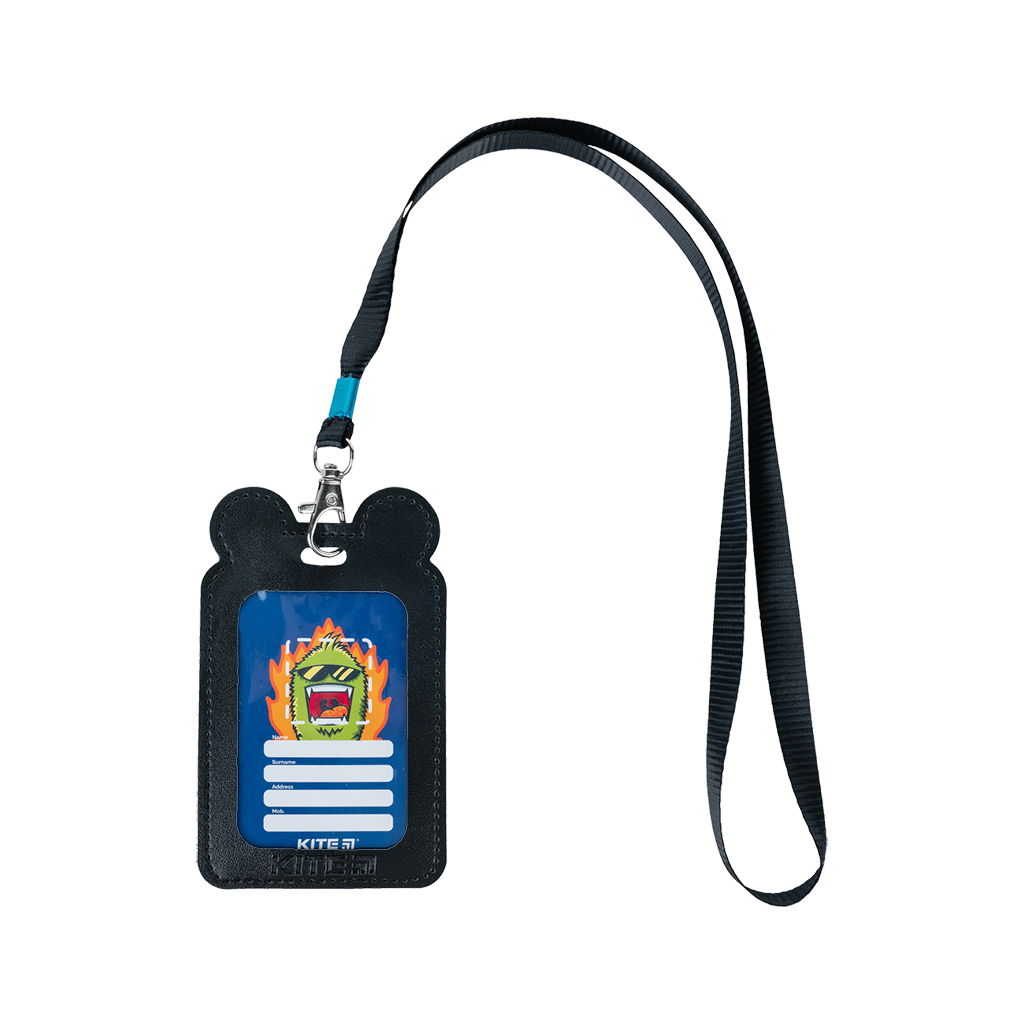 Бейдж Kite вертикальний на шнурку, чорний (K24-296-3) - фото 3 Бейдж Kite вертикальний на шнурку, чорний (K24-296-3) - фото 3