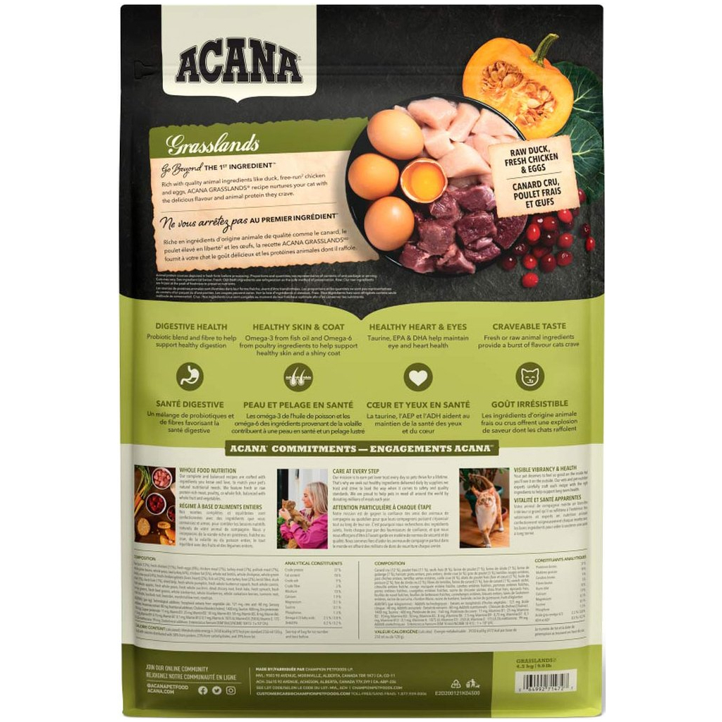 Сухий корм для кішок ACANA Grasslands 4.5 кг (0064992714727) - фото 2 Сухий корм для кішок ACANA Grasslands 4.5 кг (0064992714727) - фото 2