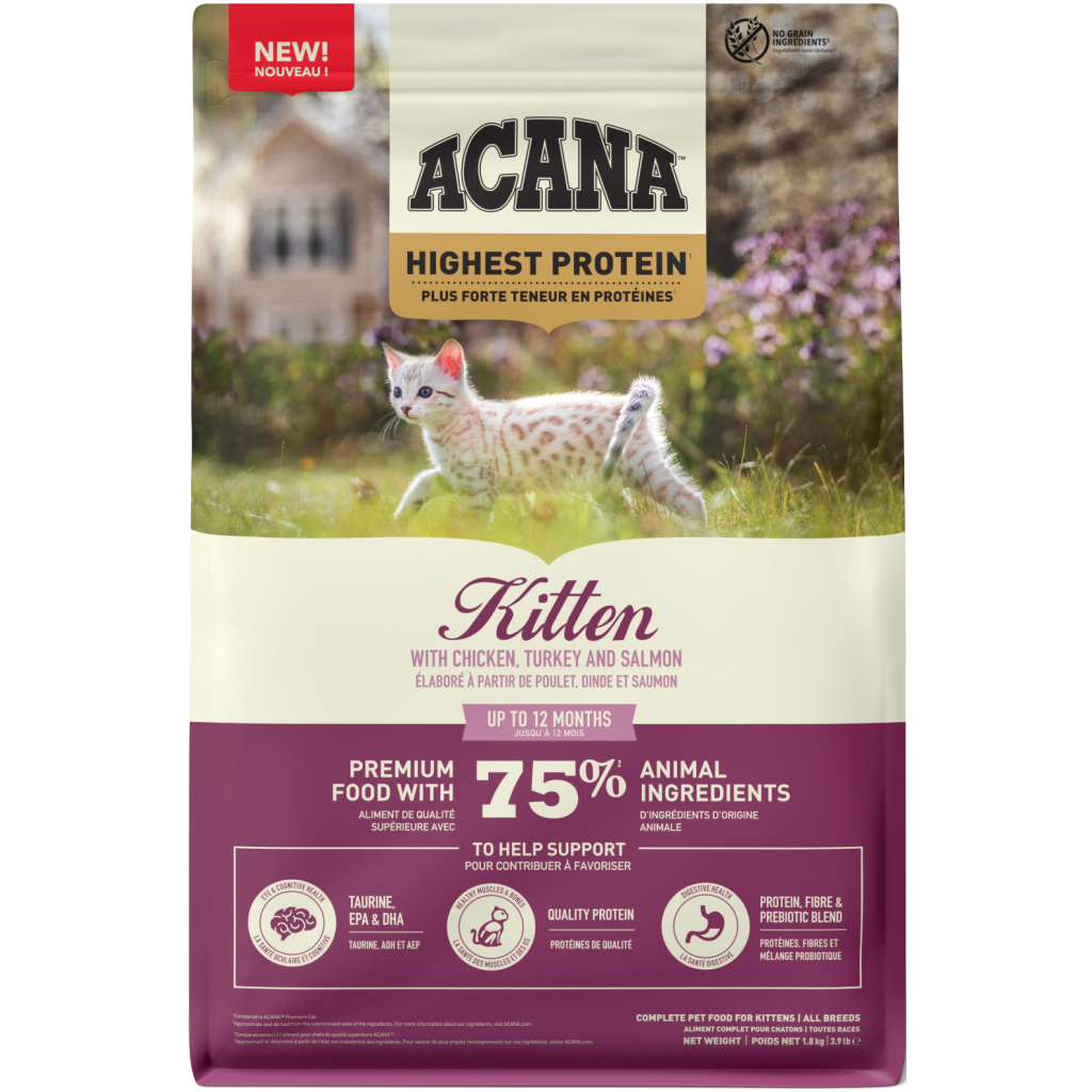 Сухий корм для кішок ACANA Highest Protein Kitten Recipe 1.8 кг (0064992723255) Сухий корм для кішок ACANA Highest Protein Kitten Recipe 1.8 кг (0064992723255)