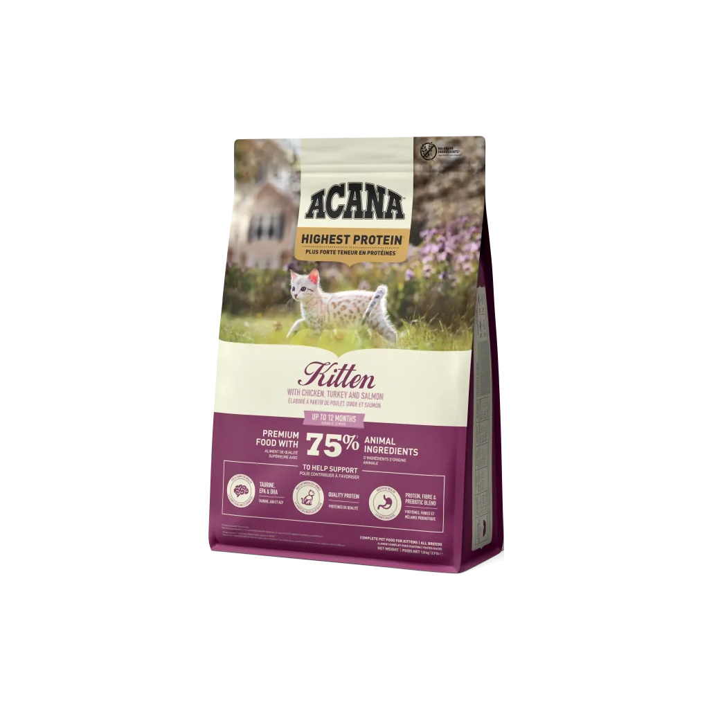 Сухий корм для кішок ACANA Highest Protein Kitten Recipe 1.8 кг (0064992723255) - фото 3 Сухий корм для кішок ACANA Highest Protein Kitten Recipe 1.8 кг (0064992723255) - фото 3