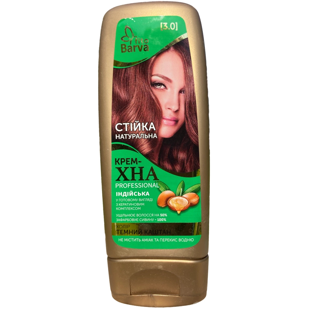 Хна Fito Barva Professional Індійська крем-хна в готовому вигляді 3.0 - Темний каштан 140 мл (4820098542246) - фото 1