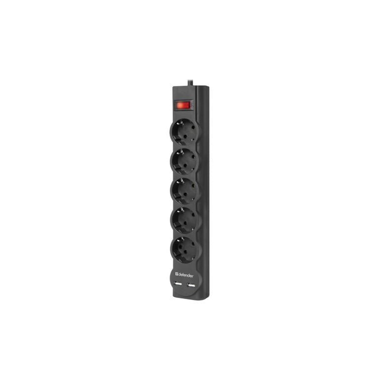 Мережевий фільтр живлення Defender DFS 751, 1.8m, 5роз., 2xUSB (99751) - фото 2