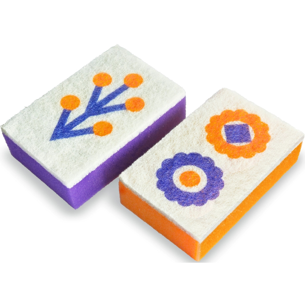 Губки кухонні Добра Господарочка Колекція Вибійка Помаранчево-фіолетові з принтом 2 шт. (4820086523998) - фото 2 Губки кухонні Добра Господарочка Колекція Вибійка Помаранчево-фіолетові з принтом 2 шт. (4820086523998) - фото 2