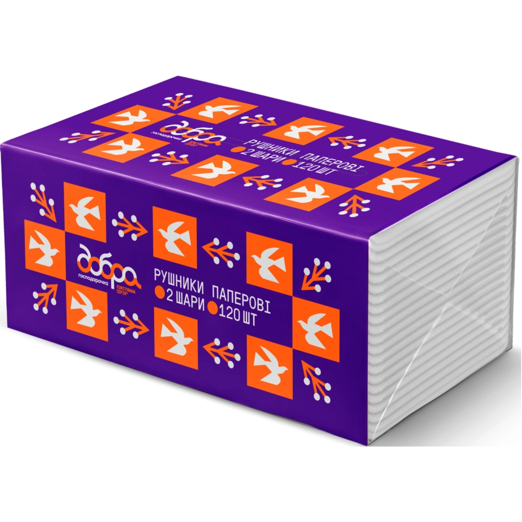Паперові рушники Добра Господарочка Колекція Вибійка V-складання 2 шари 120 шт. (4820086524100)
