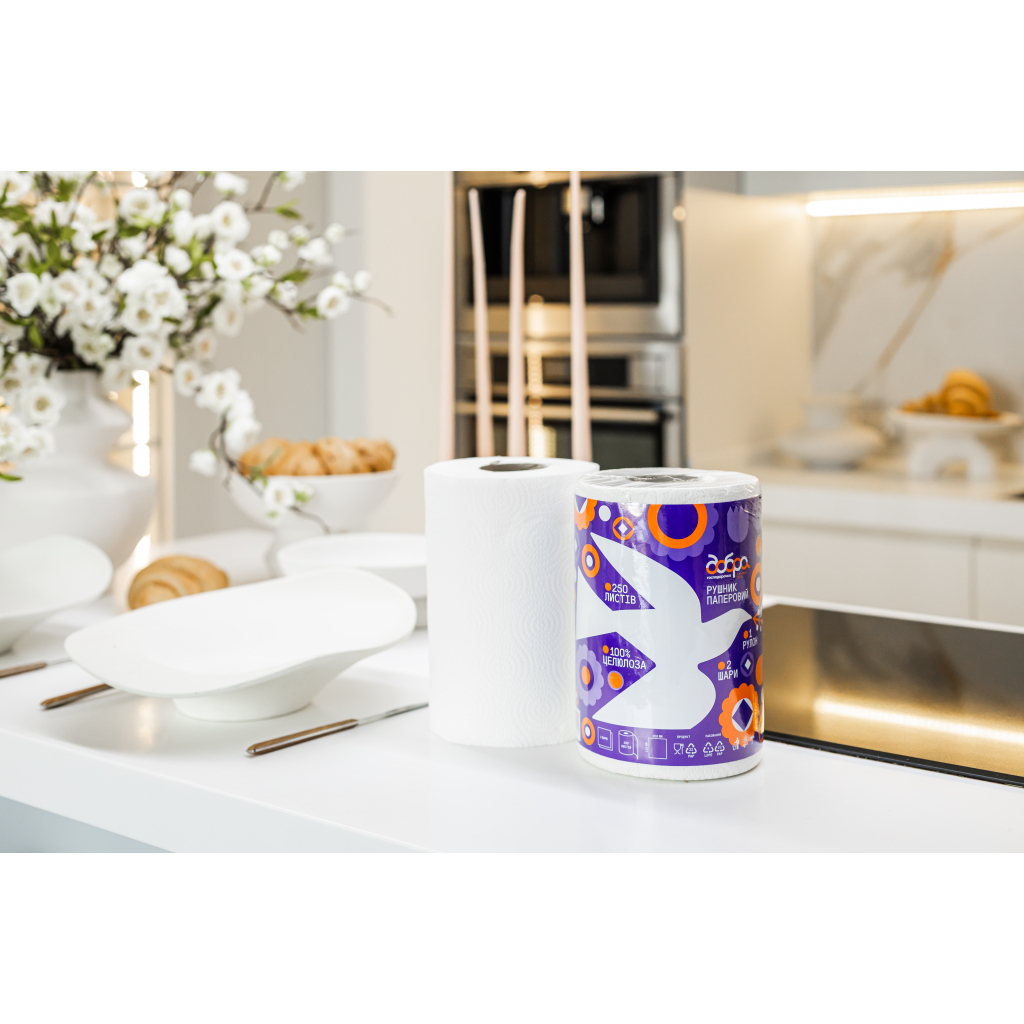 Паперові рушники Добра Господарочка Колекція Вибійка 2 шари 250 відривів 1 рулон (4820086524155) - фото 2 Паперові рушники Добра Господарочка Колекція Вибійка 2 шари 250 відривів 1 рулон (4820086524155) - фото 2