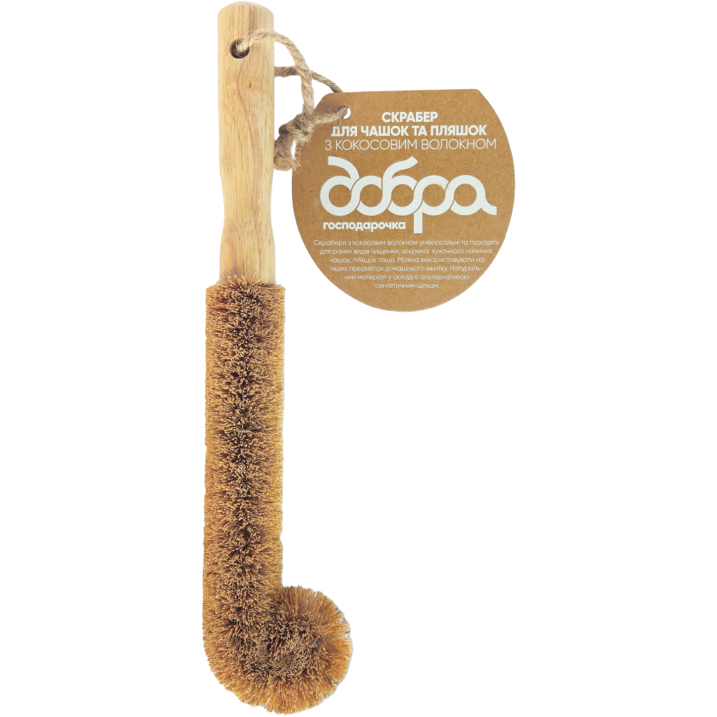 Скребок Добра Господарочка Для чашок та пляшок З кокосовим волокном 1 шт. (4820086523486) - фото 1 Скребок Добра Господарочка Для чашок та пляшок З кокосовим волокном 1 шт. (4820086523486) - фото 1
