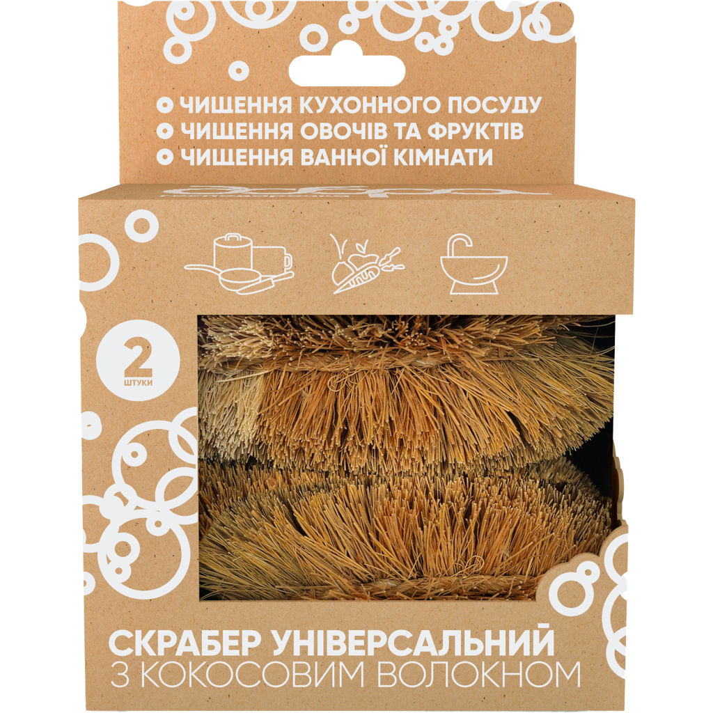 Скребок Добра Господарочка Універсальний З кокосовим волокном 2 шт. (4820086523547) - фото 2 Скребок Добра Господарочка Універсальний З кокосовим волокном 2 шт. (4820086523547) - фото 2