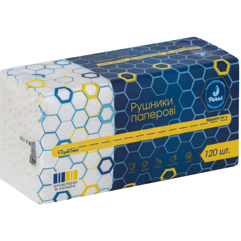 Паперові рушники Parus 2 шари 120 шт. (4820205440205) - фото 1 Паперові рушники Parus 2 шари 120 шт. (4820205440205) - фото 1