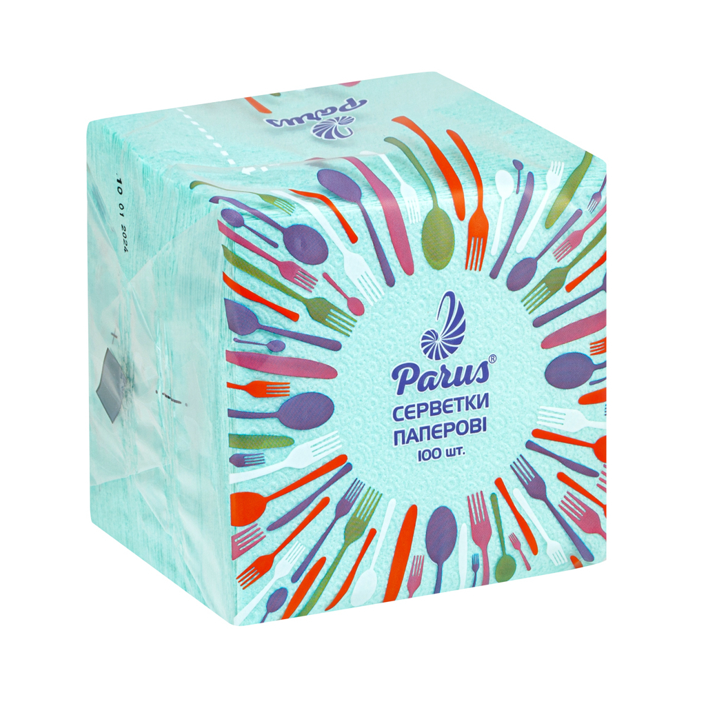 Серветки столові Parus 1 шар Зелені 100 шт. (4820044170233) - фото 1 Серветки столові Parus 1 шар Зелені 100 шт. (4820044170233) - фото 1