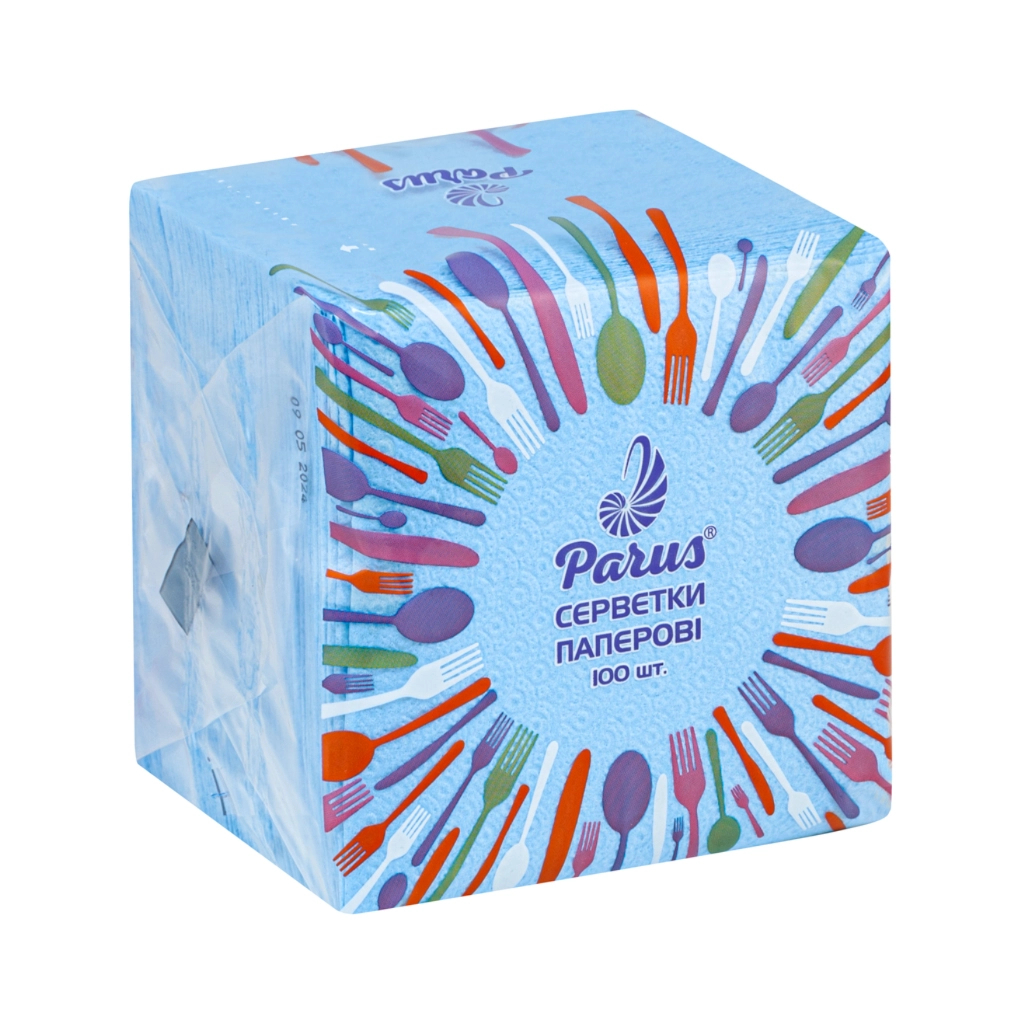 Серветки столові Parus 1 шар Сині 100 шт. (4820044170264) - фото 1 Серветки столові Parus 1 шар Сині 100 шт. (4820044170264) - фото 1