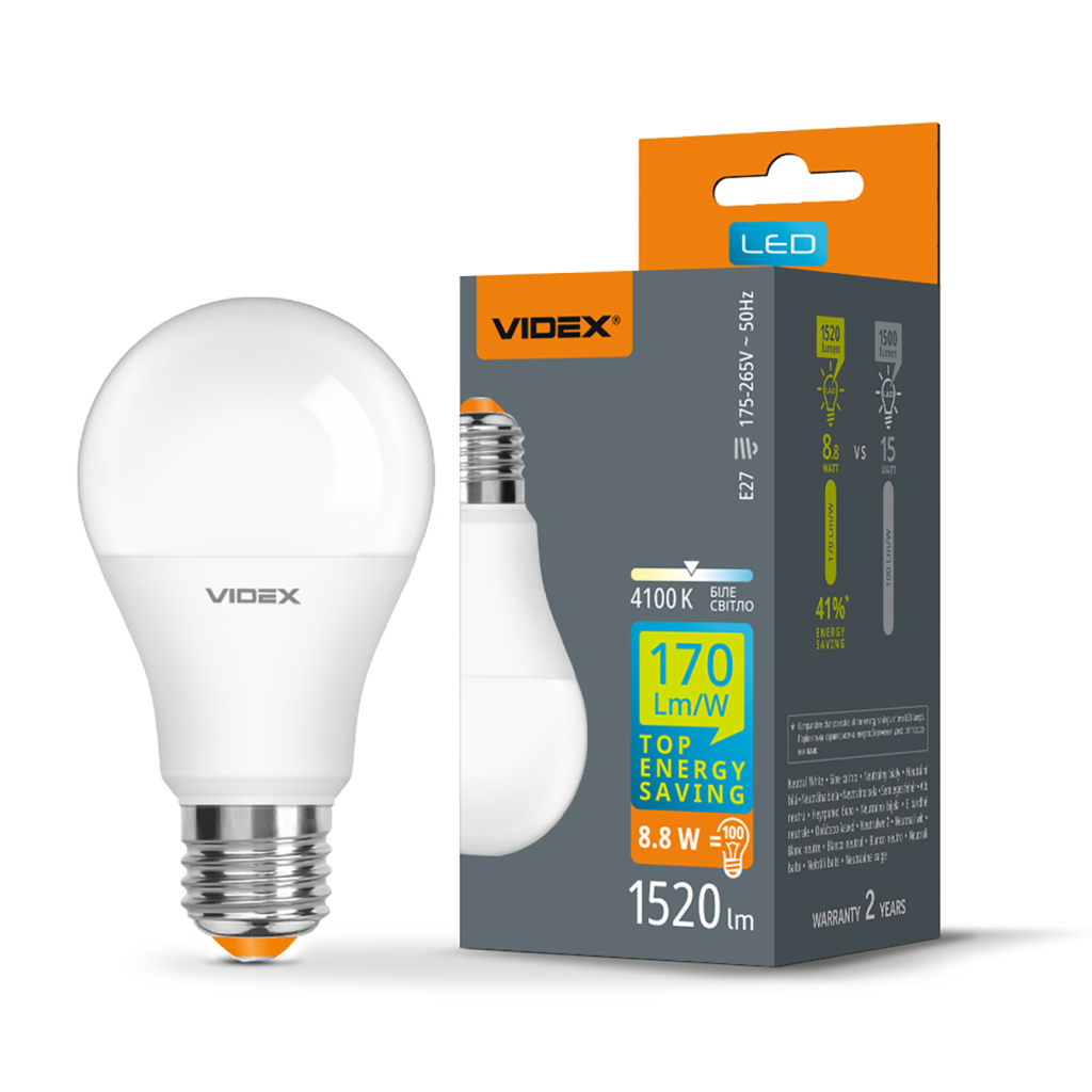 Лампочка Videx LED A60h 8.8W E27 4100K (VL-A60h-88274) - фото 3 Лампочка Videx LED A60h 8.8W E27 4100K (VL-A60h-88274) - фото 3