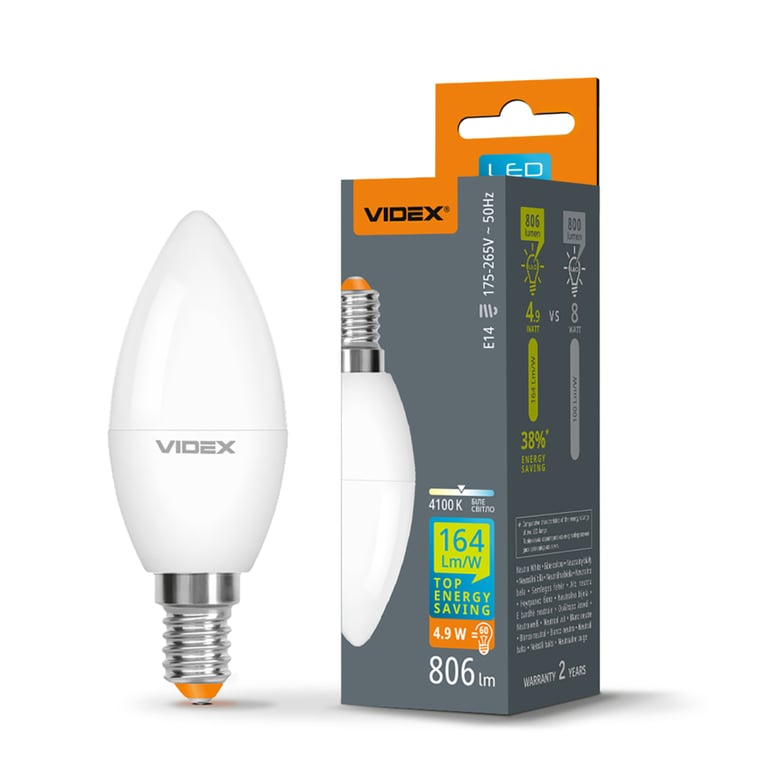 Лампочка Videx LED C37h 4.9W E14 4100K (VL-C37h-49144) - фото 3