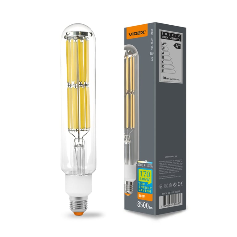 Лампочка Videx LED Filament T52F 50W E27 5000K (VL-T52F-50275) - фото 3