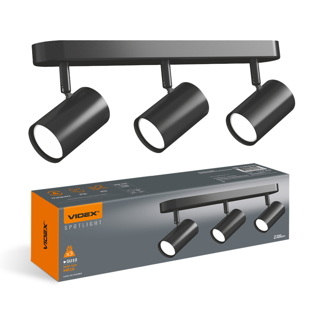 Світильник точковий Videx під лампу 3xGU10 накладний поворотний (VL-SPF05B-WFB) - фото 3 Світильник точковий Videx під лампу 3xGU10 накладний поворотний (VL-SPF05B-WFB) - фото 3