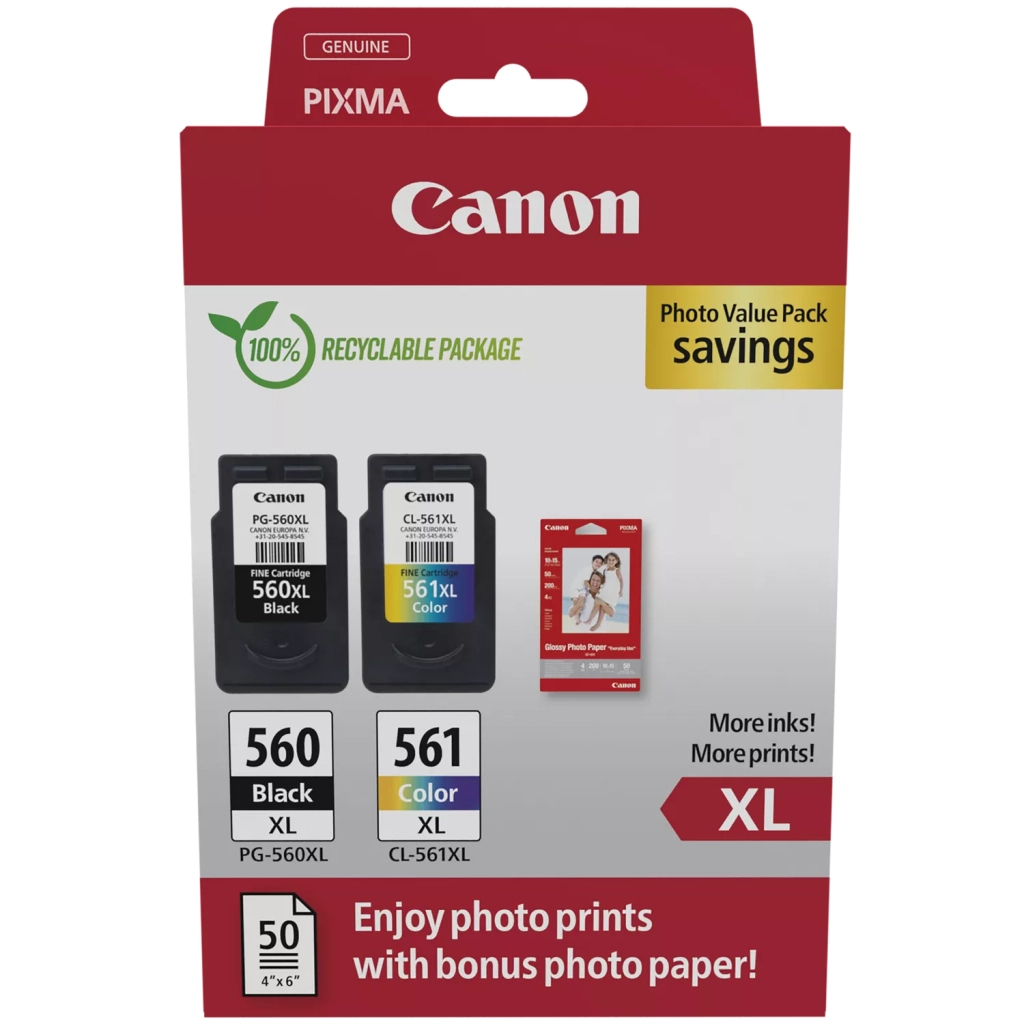 Картридж Canon PG-560/CL-561 XL BK+Color + Photo Paper, Value Pack (3712C008) Картридж Canon PG-560/CL-561 XL BK+Color + Photo Paper, Value Pack (3712C008)