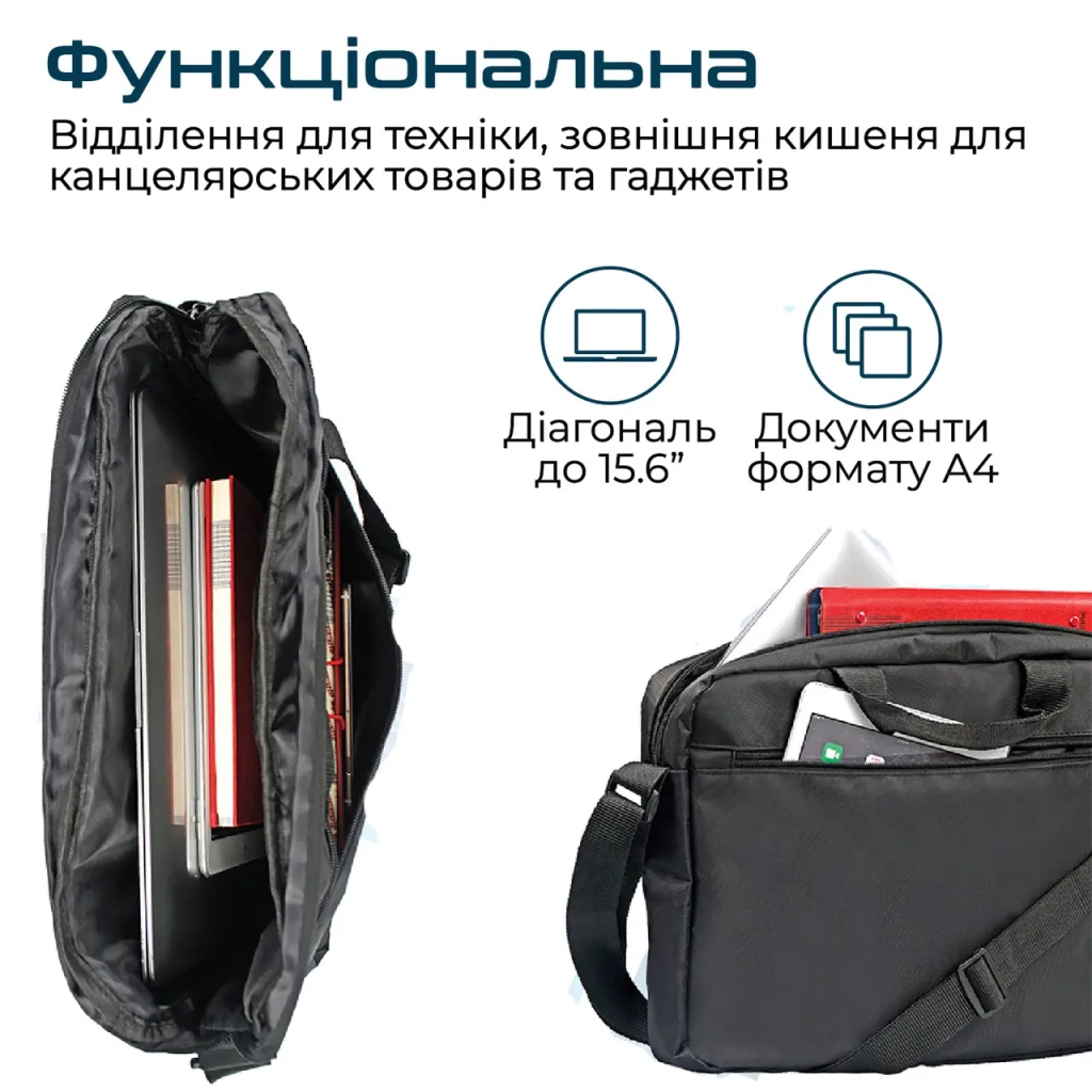 Сумка для ноутбука Promate 15.6" Gear-MB black (gear-mb.black) - фото 4 Сумка для ноутбука Promate 15.6" Gear-MB black (gear-mb.black) - фото 4