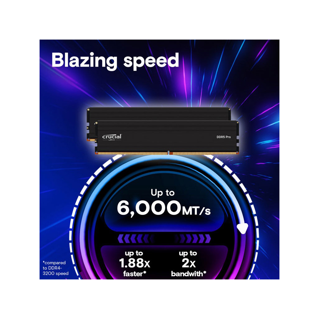 Модуль пам'яті для комп'ютера DDR5 64GB 5600 MHz Micron (CP64G56C46U5) - фото 2 Модуль пам'яті для комп'ютера DDR5 64GB 5600 MHz Micron (CP64G56C46U5) - фото 2