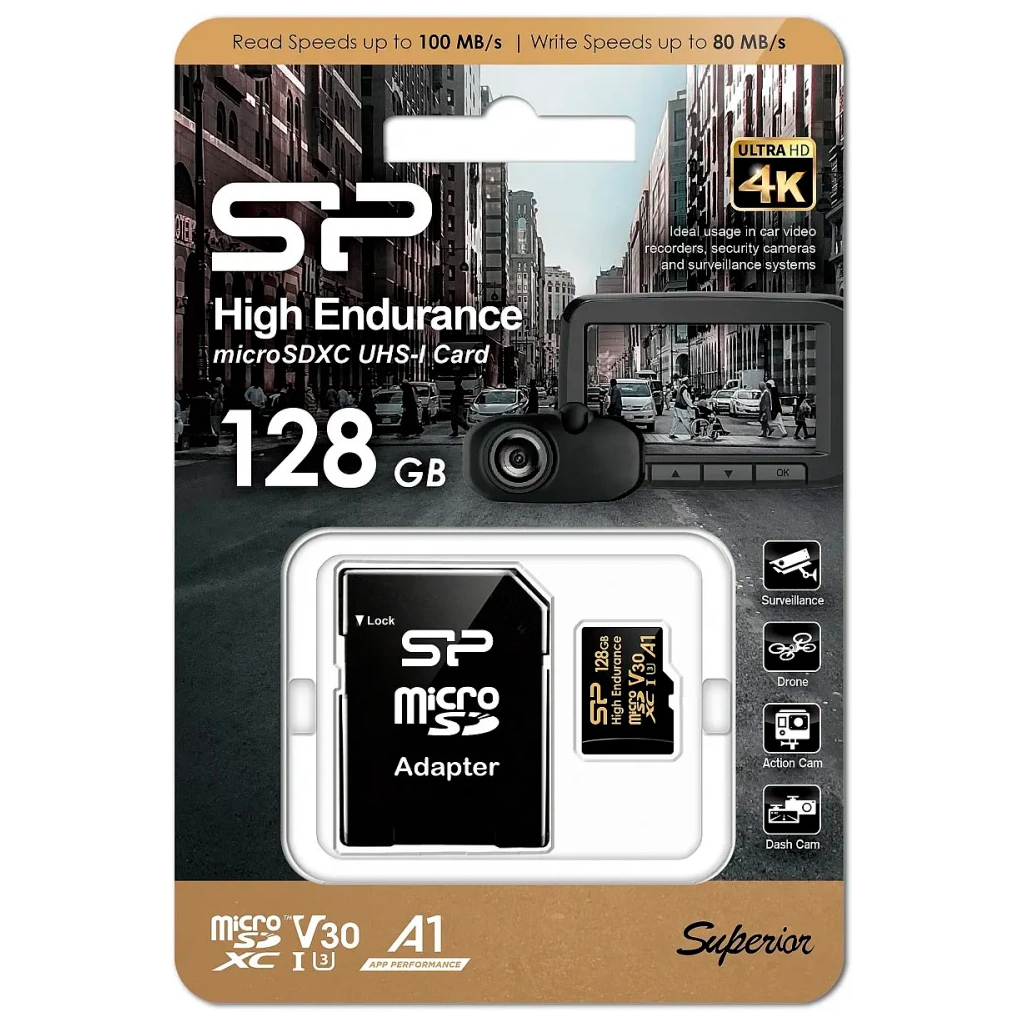 Карта пам'яті Silicon Power 128GB microSDXC class 10 UHS-I U3 V30 A1 High Endurance (SP128GBSTXDV3V1HSP) - фото 3 Карта пам'яті Silicon Power 128GB microSDXC class 10 UHS-I U3 V30 A1 High Endurance (SP128GBSTXDV3V1HSP) - фото 3