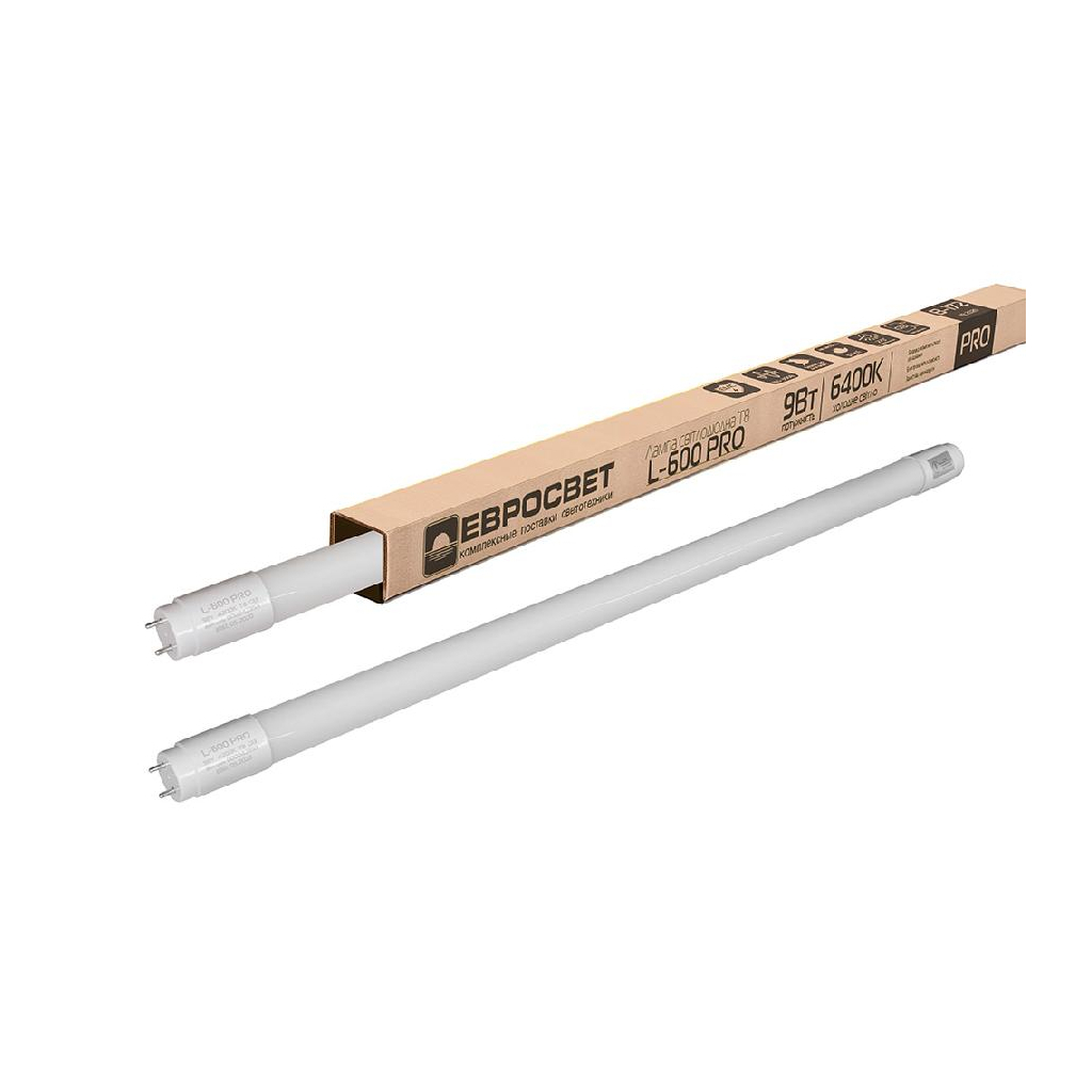 Лампочка Євросвітло PRO 9Вт 6400K L-600, T8, G13 - фото 1