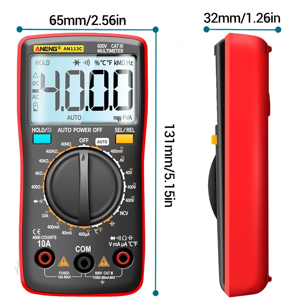Цифровий мультиметр ANENG AN113C, V, A, R, T, C (AN113C) - фото 4 Цифровий мультиметр ANENG AN113C, V, A, R, T, C (AN113C) - фото 4